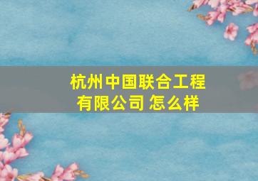 杭州中国联合工程有限公司 怎么样